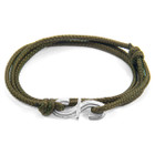 Anchor & Crew Khaki Green Mr Shaw Signature Silver and Rope Bracelet