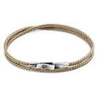 Anchor & Crew Sand Brown Liverpool Silver and Rope Bracelet