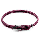 Anchor & Crew Aubergine Purple Padstow Silver and Rope Bracelet