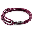 Anchor & Crew Aubergine Purple Heysham Silver and Rope Bracelet