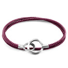 Anchor & Crew Aubergine Purple Montrose Silver and Rope Bracelet