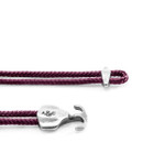 Aubergine Purple Delta Anchor Silver and Rope Bracelet