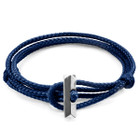 Anchor & Crew Navy Blue Oxford Silver and Rope Bracelet