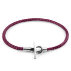 Anchor & Crew Aubergine Purple Cambridge Silver and Rope Bracelet