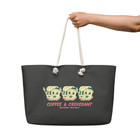 GUSTATORY Originals Coffee & Croissant Oversized Weekender Tote Bag