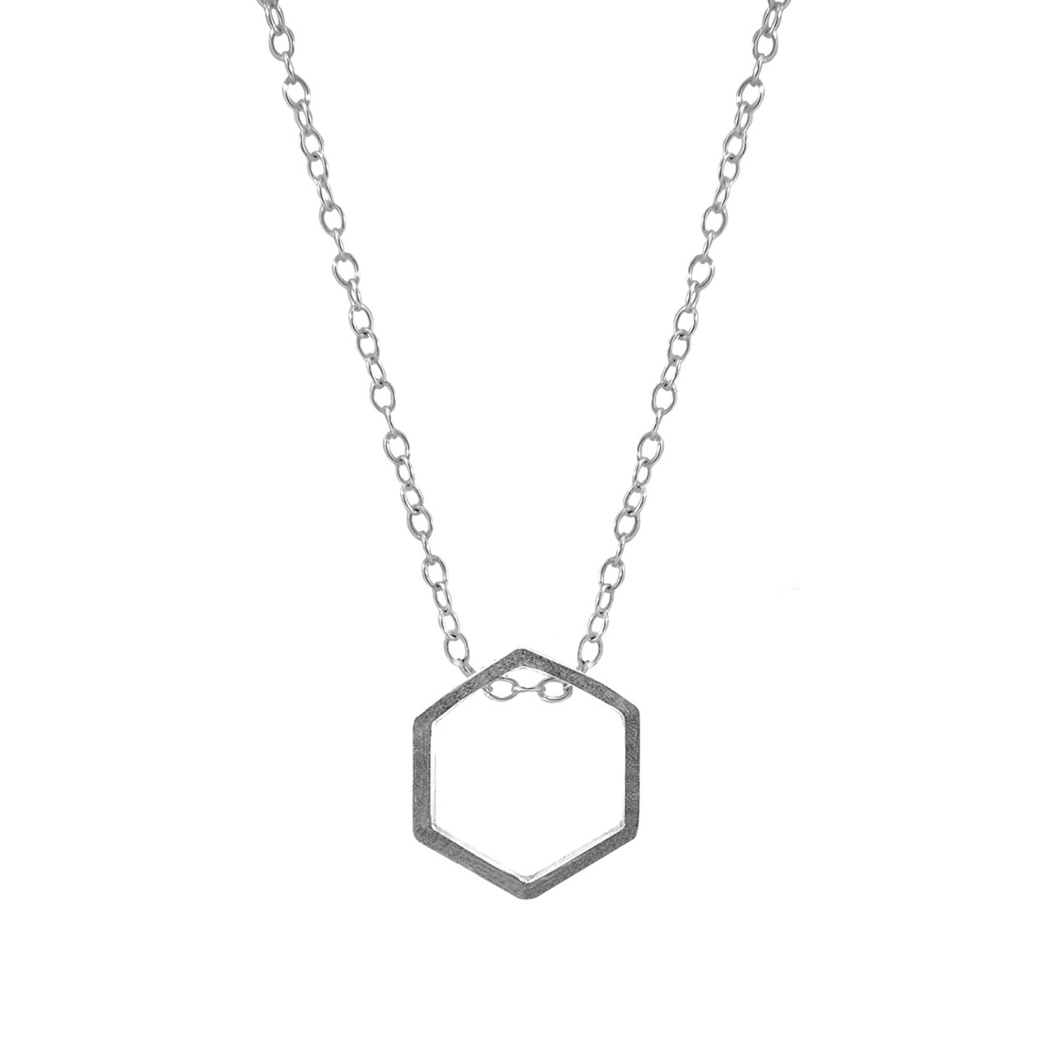 Anchor & Crew Lane Hexagonal Mini Geometric Silver Necklace Pendant