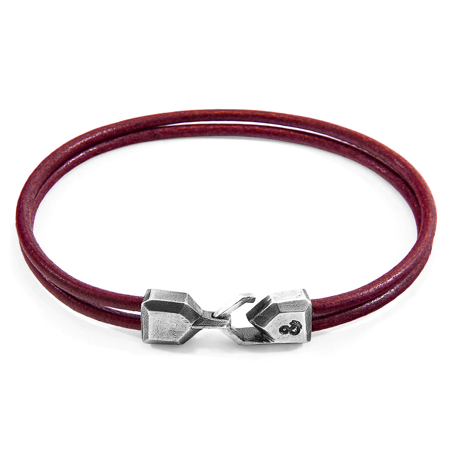 Anchor & Crew Bordeaux Red Cromer Silver and Round Leather Bracelet