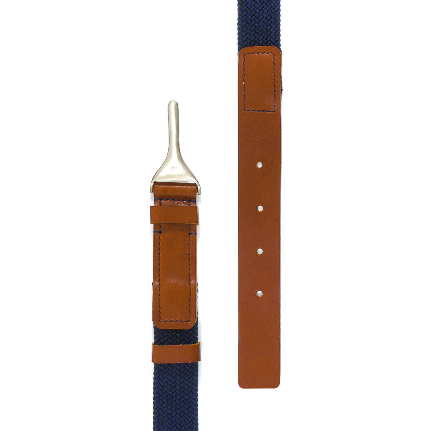 Anchor & Crew Navy Braid Harleck Leather and Nickel Belt