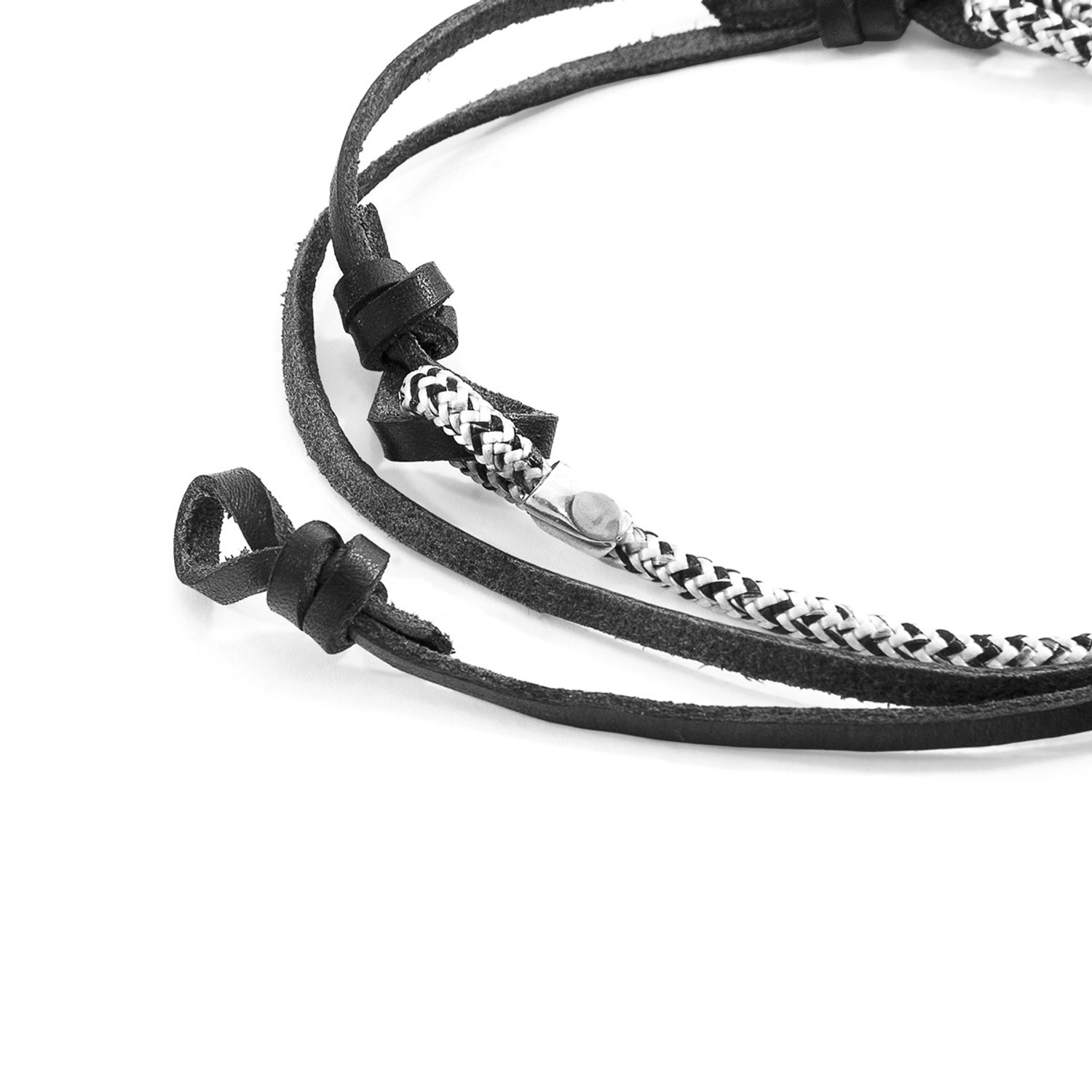 Anchor & Crew White Noir Conway Silver and Rope Eyewear Strap w/ Coal Black Leather