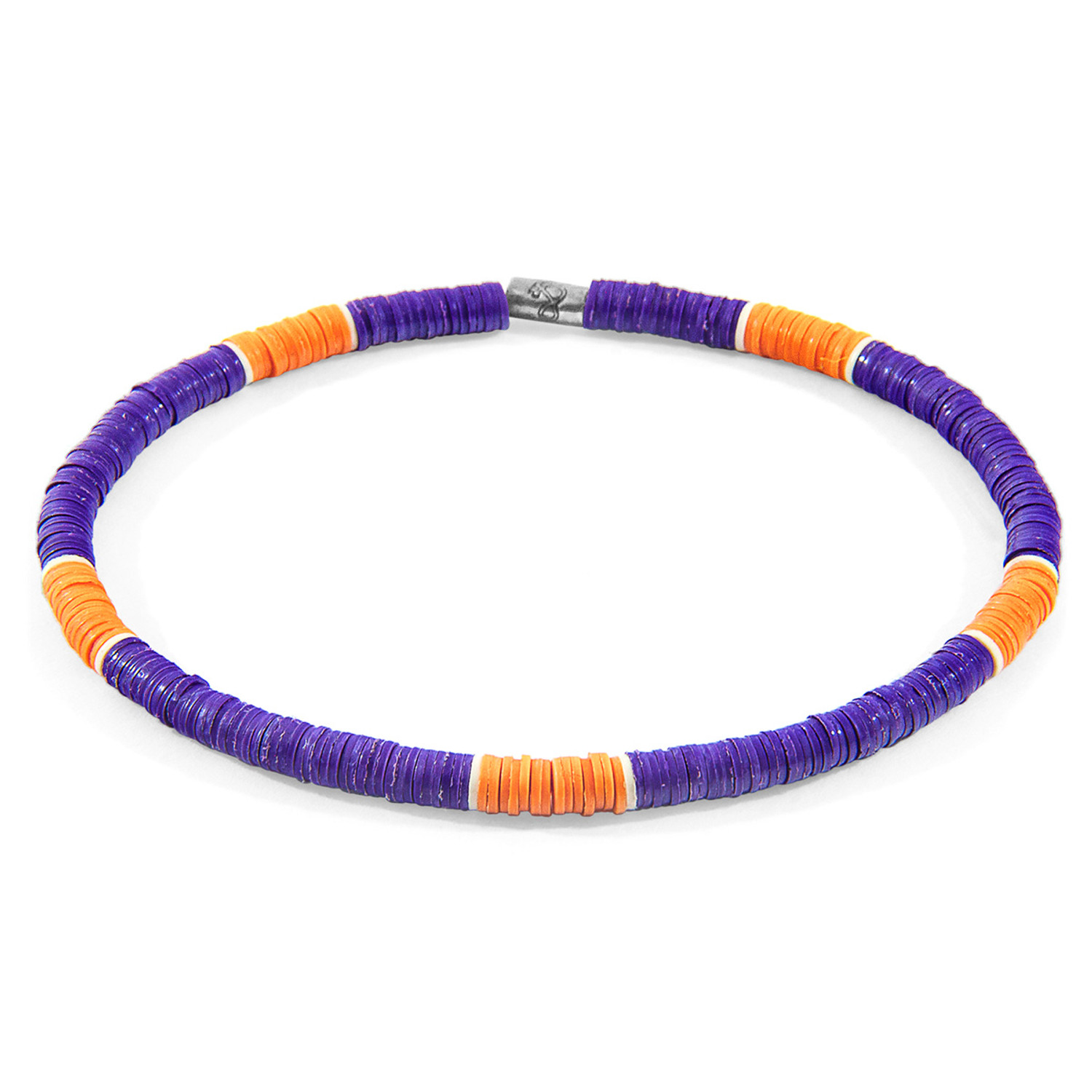 Anchor & Crew Purple - Orange Finley Silver and Vinyl Disc SKINNY Bracelet