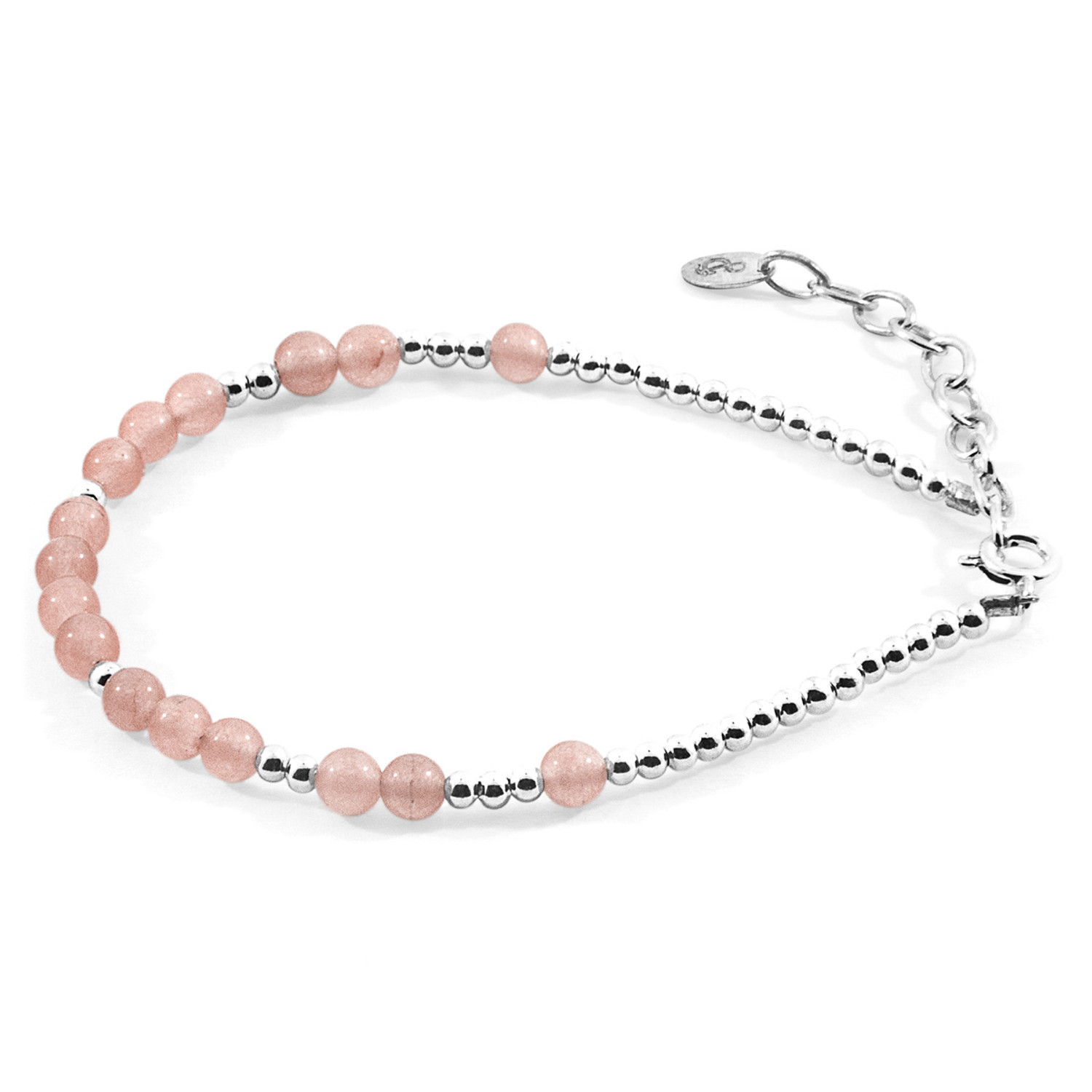 Anchor & Crew Pink Agate Sienna Silver and Stone Bracelet 