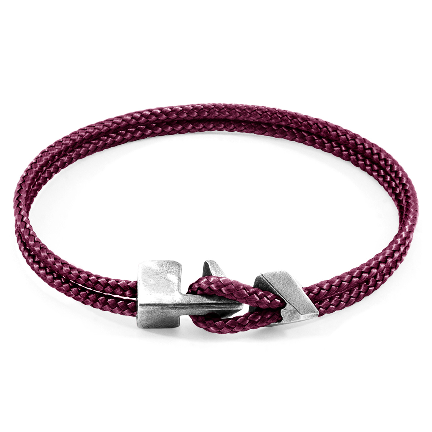 Anchor & Crew Aubergine Purple Brixham Silver and Rope Bracelet