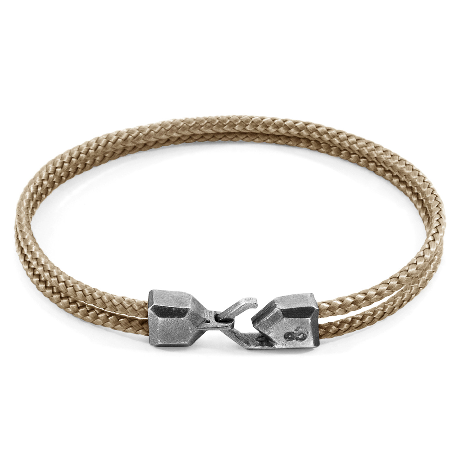 Anchor & Crew Sand Brown Cromer Silver and Rope Bracelet