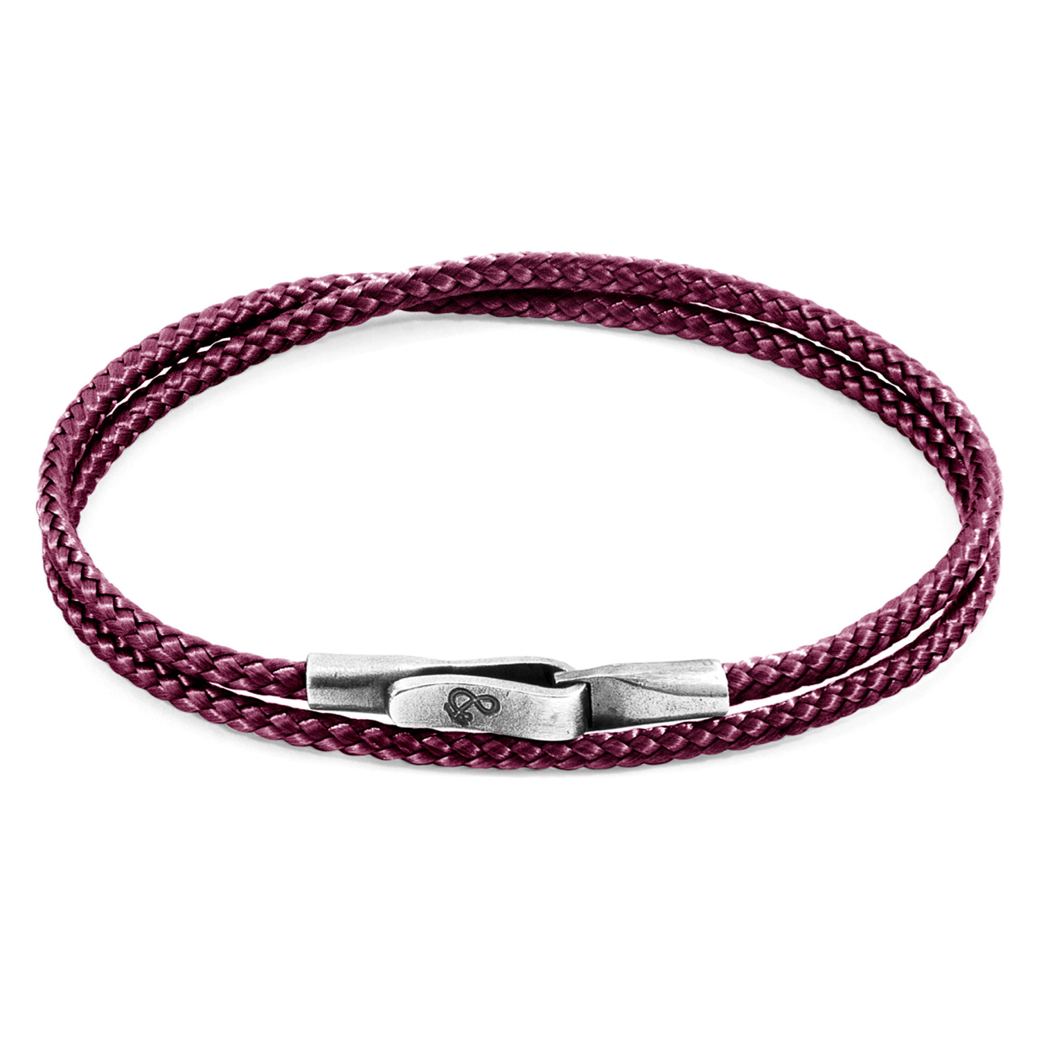 Anchor & Crew Aubergine Purple Liverpool Silver and Rope Bracelet