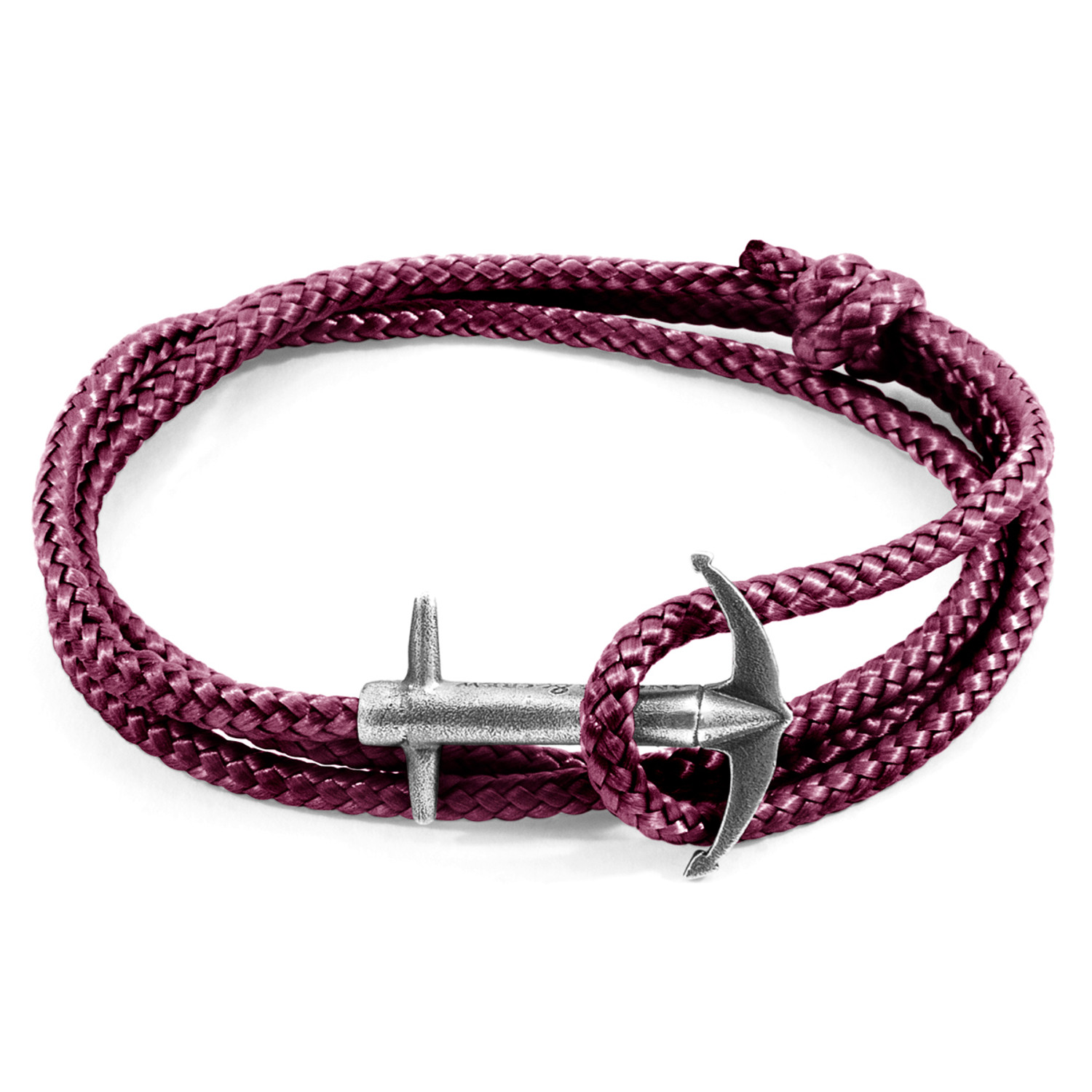 Anchor & Crew Aubergine Purple Admiral Anchor Silver and Rope Bracelet