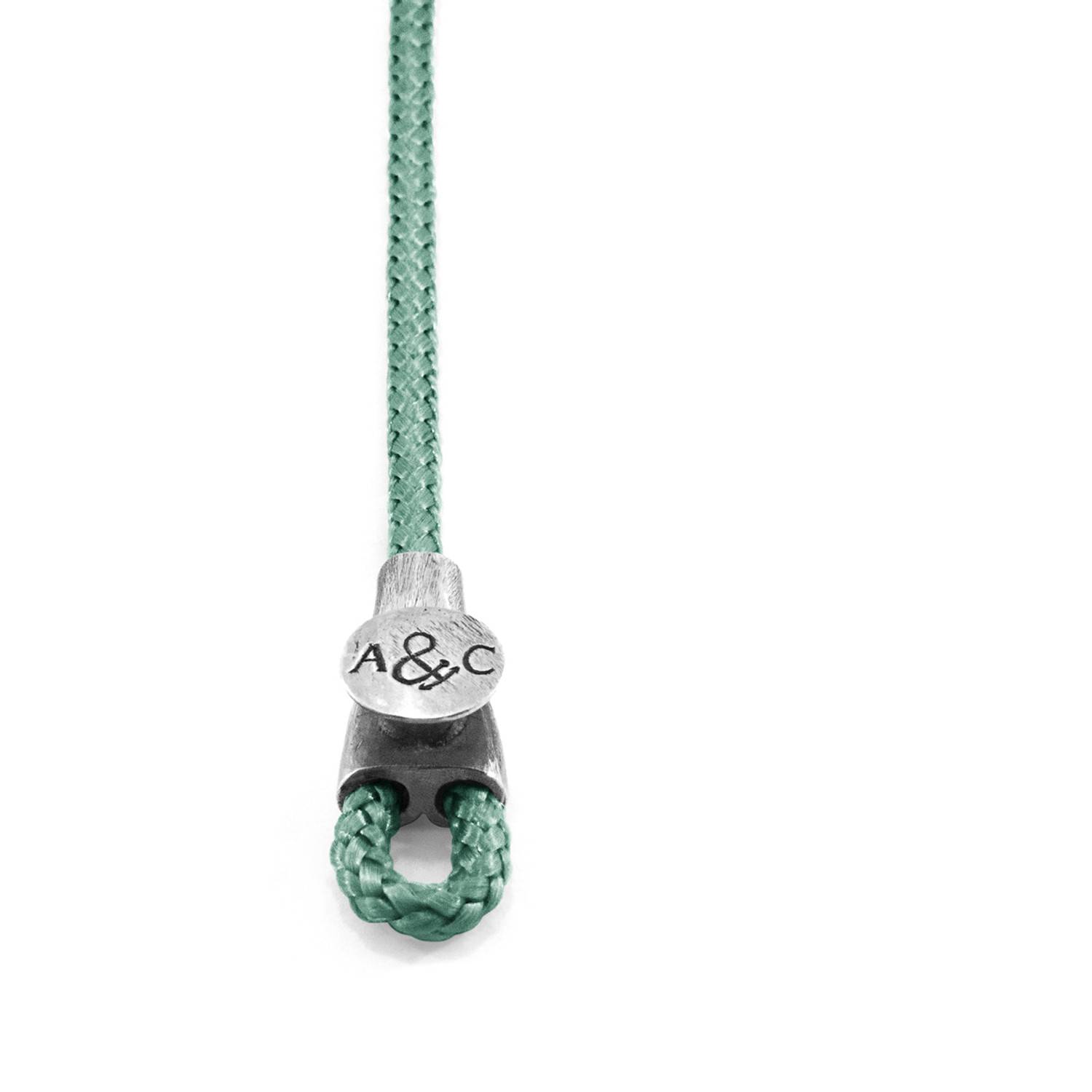 Anchor & Crew Mint Green Dundee Silver and Rope Bracelet