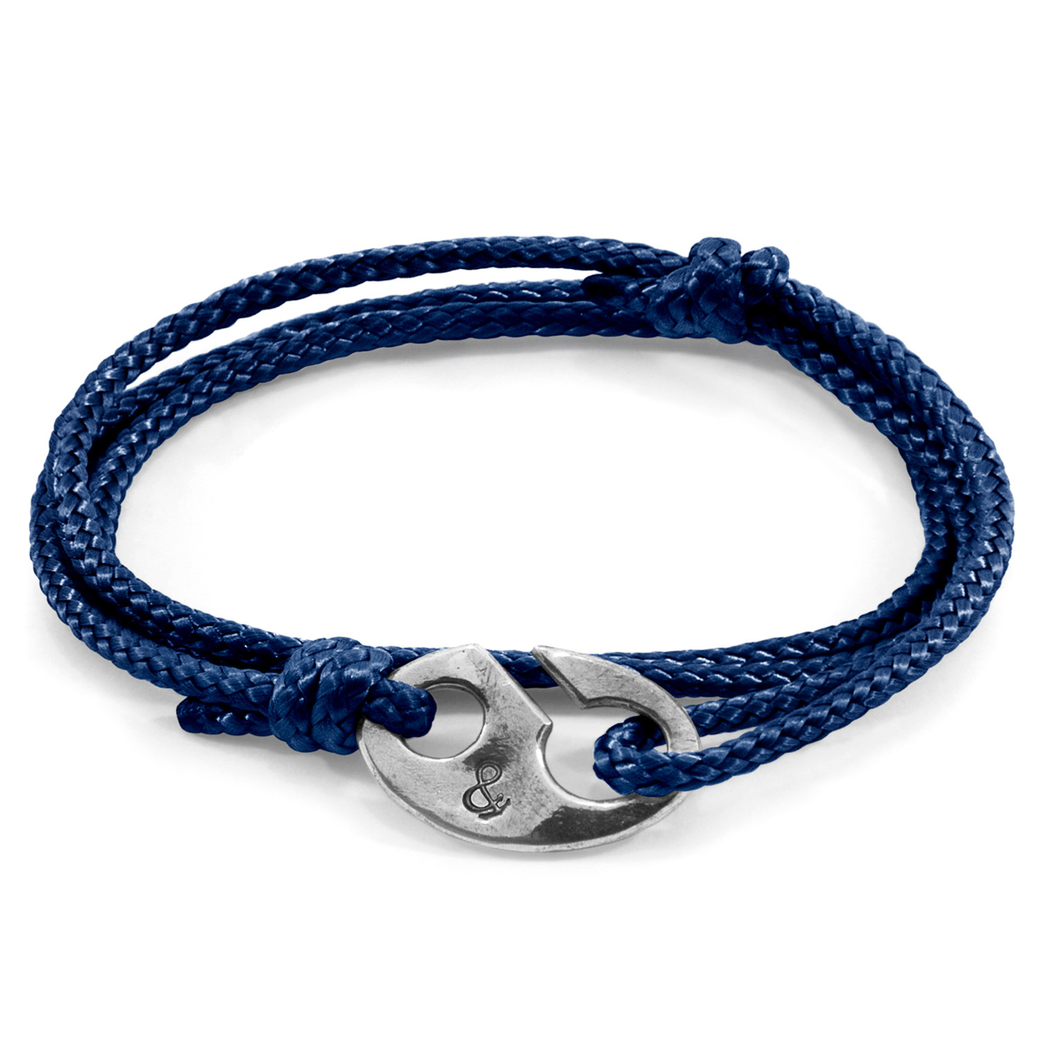 Anchor & Crew Navy Blue Windsor Silver and Rope Bracelet 