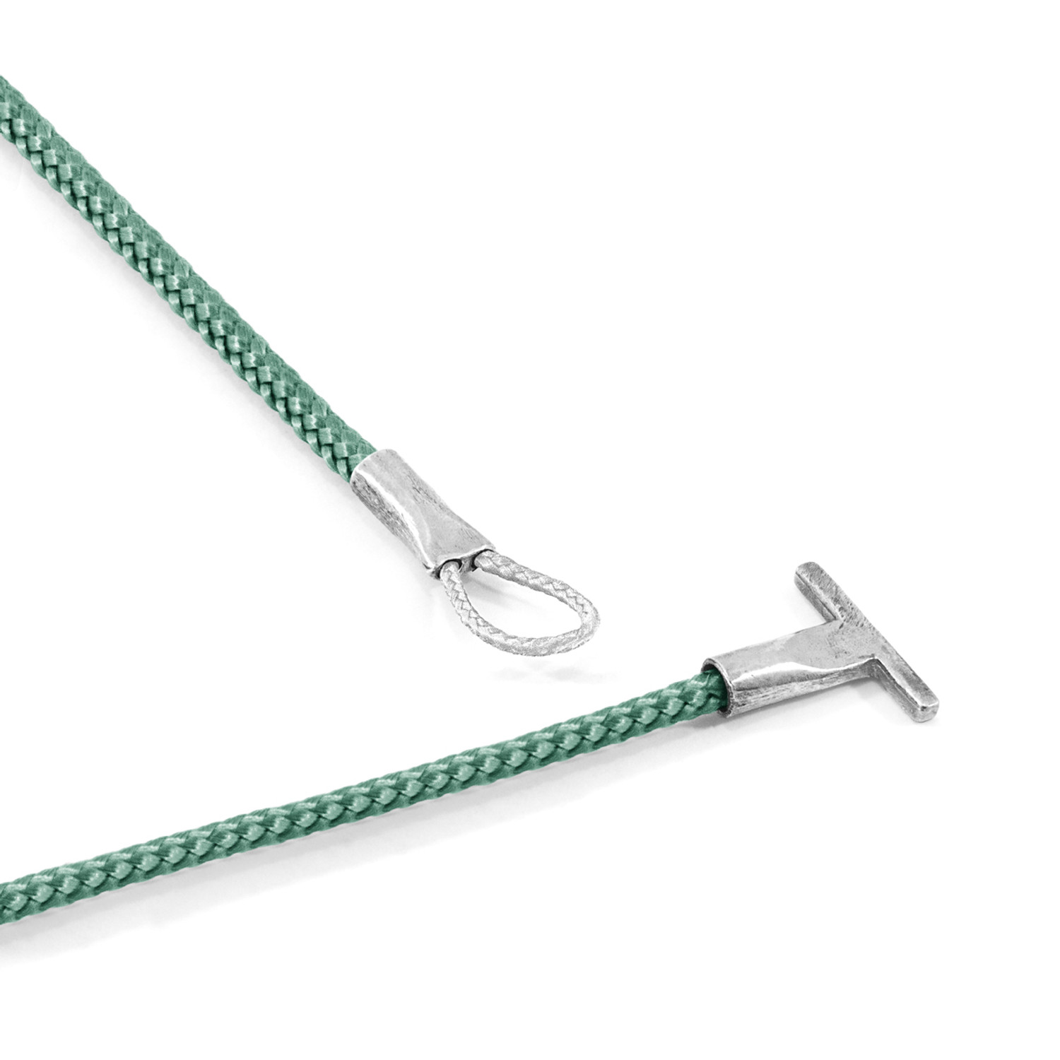 Anchor & Crew Mint Green Cambridge Silver and Rope Bracelet