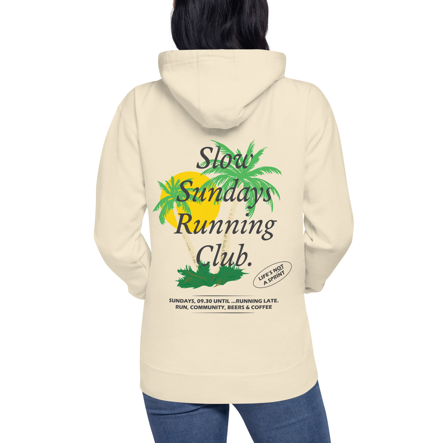 ANCHOR & CREW Palm Tree Slow Sundays Running Club Cotton Blend Hoodie