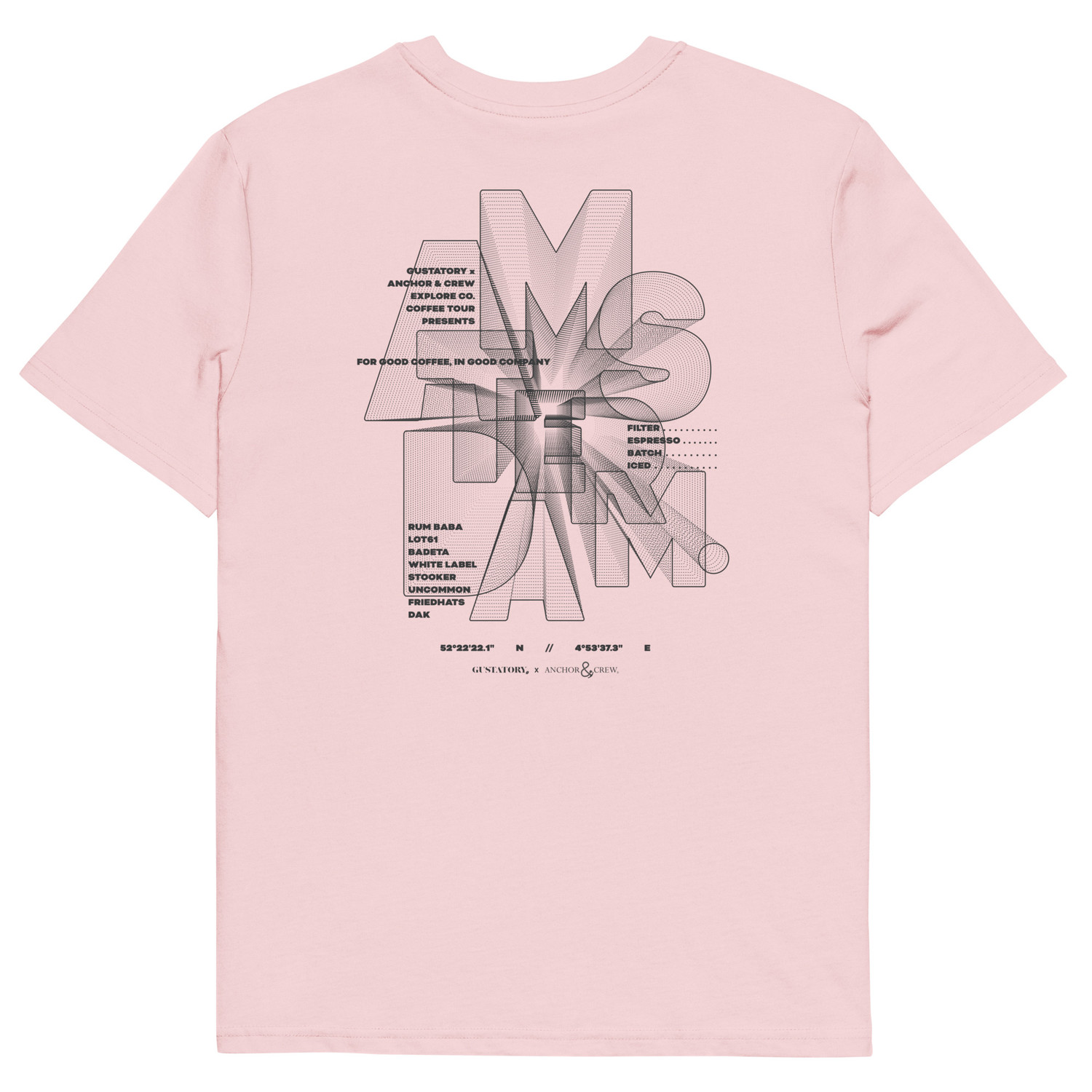 ANCHOR & CREW x GUSTATORY Amsterdam Coffee Scene Organic Cotton Embroidered T-Shirt