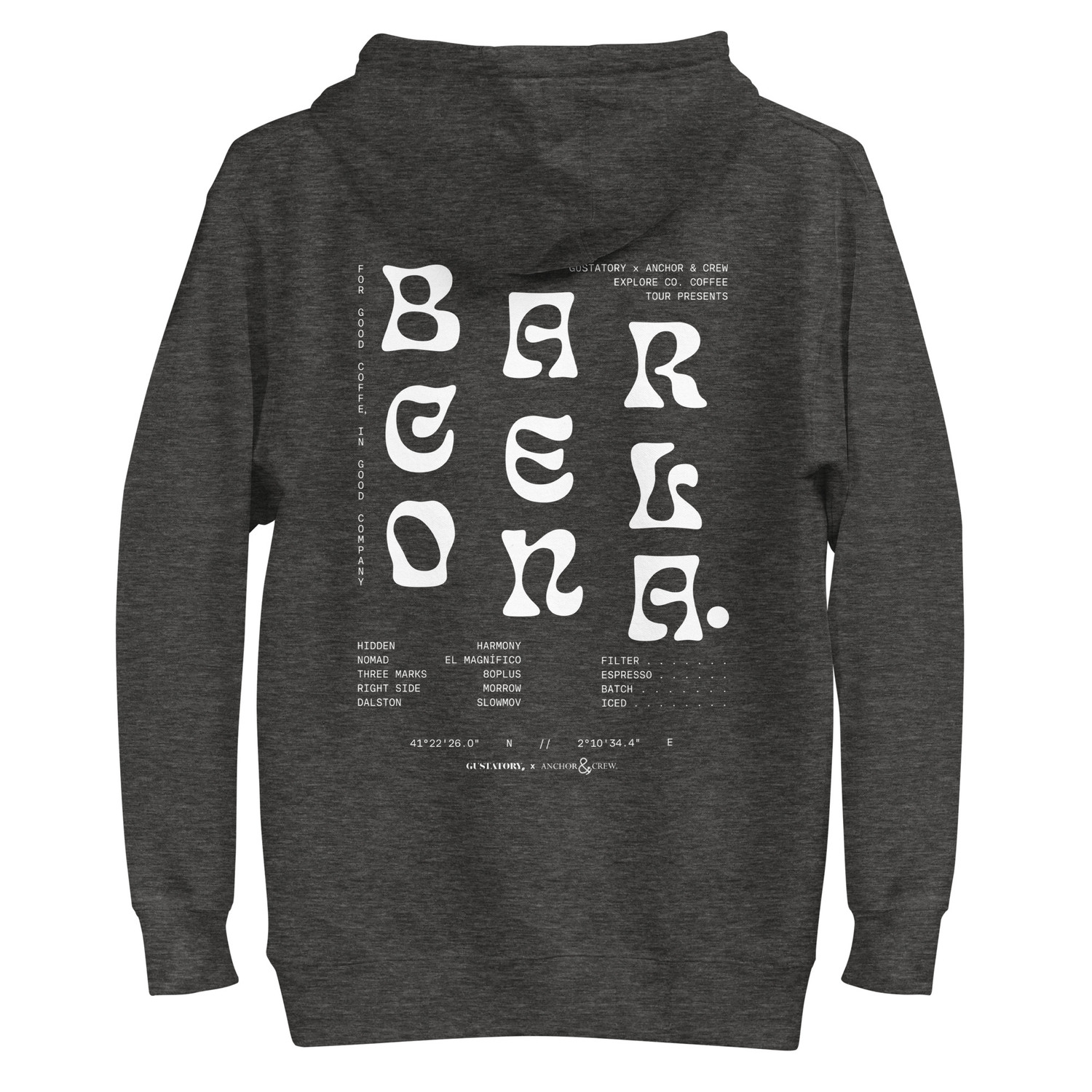 ANCHOR & CREW x GUSTATORY Barcelona Coffee Scene Cotton Blend Embroidered Hoodie
