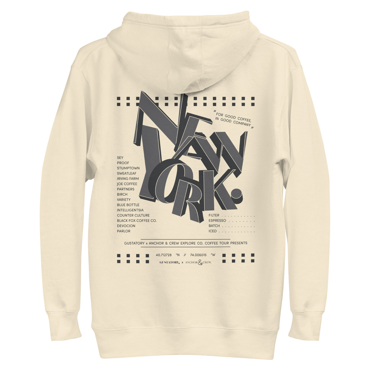 ANCHOR & CREW x GUSTATORY New York Coffee Scene Cotton Blend Embroidered Hoodie
