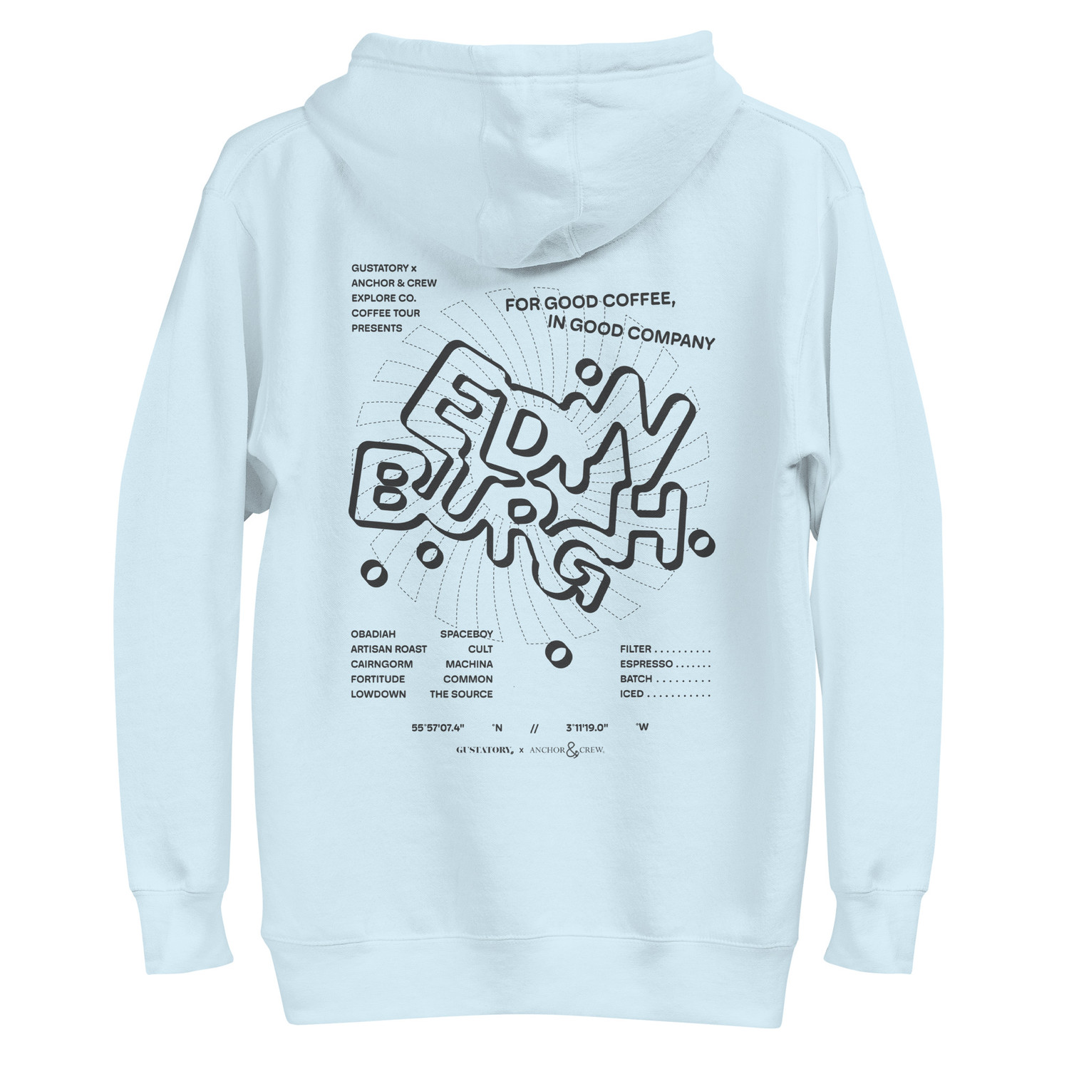 ANCHOR & CREW x GUSTATORY Edinburgh Coffee Scene Cotton Blend Embroidered Hoodie
