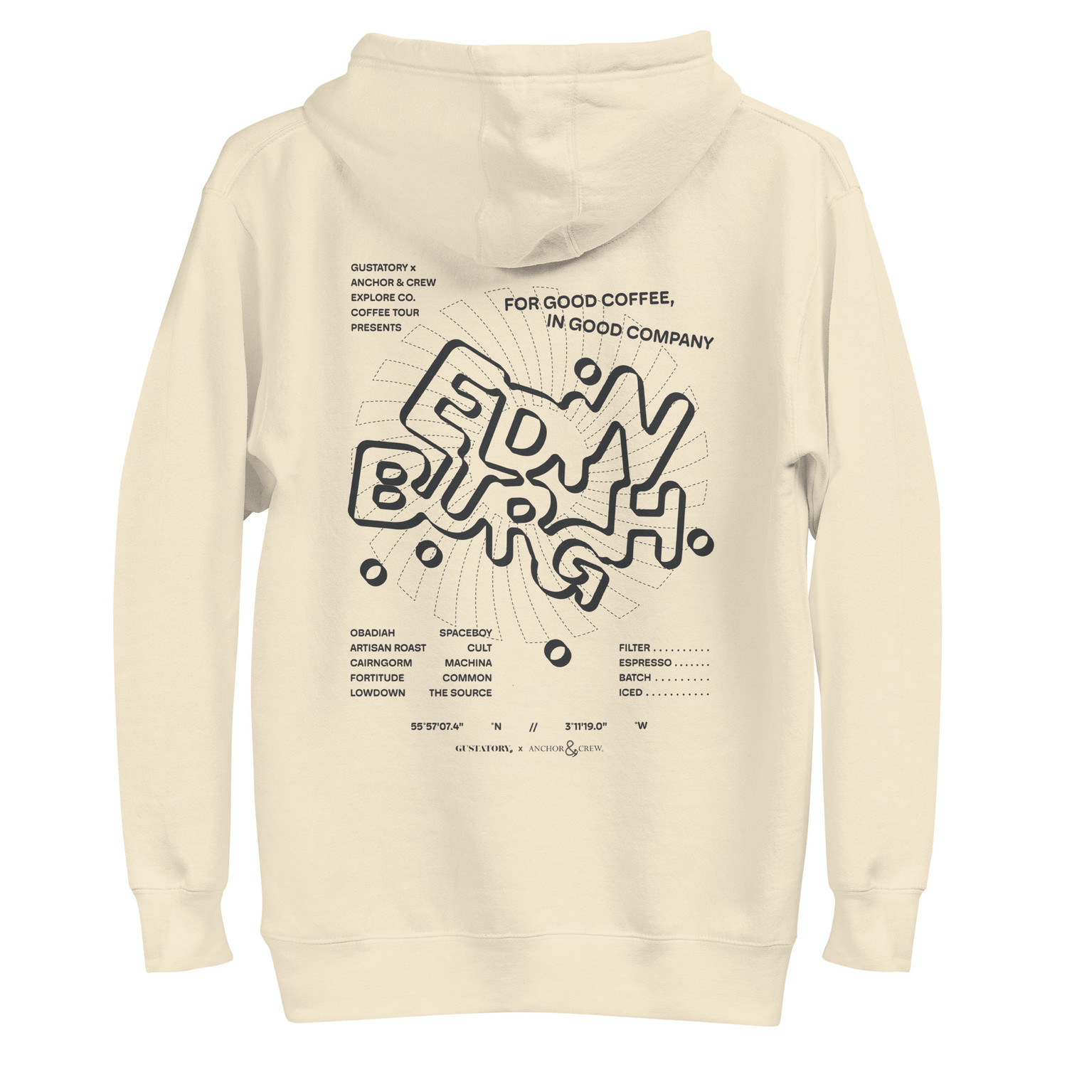 ANCHOR & CREW x GUSTATORY Edinburgh Coffee Scene Cotton Blend Embroidered Hoodie