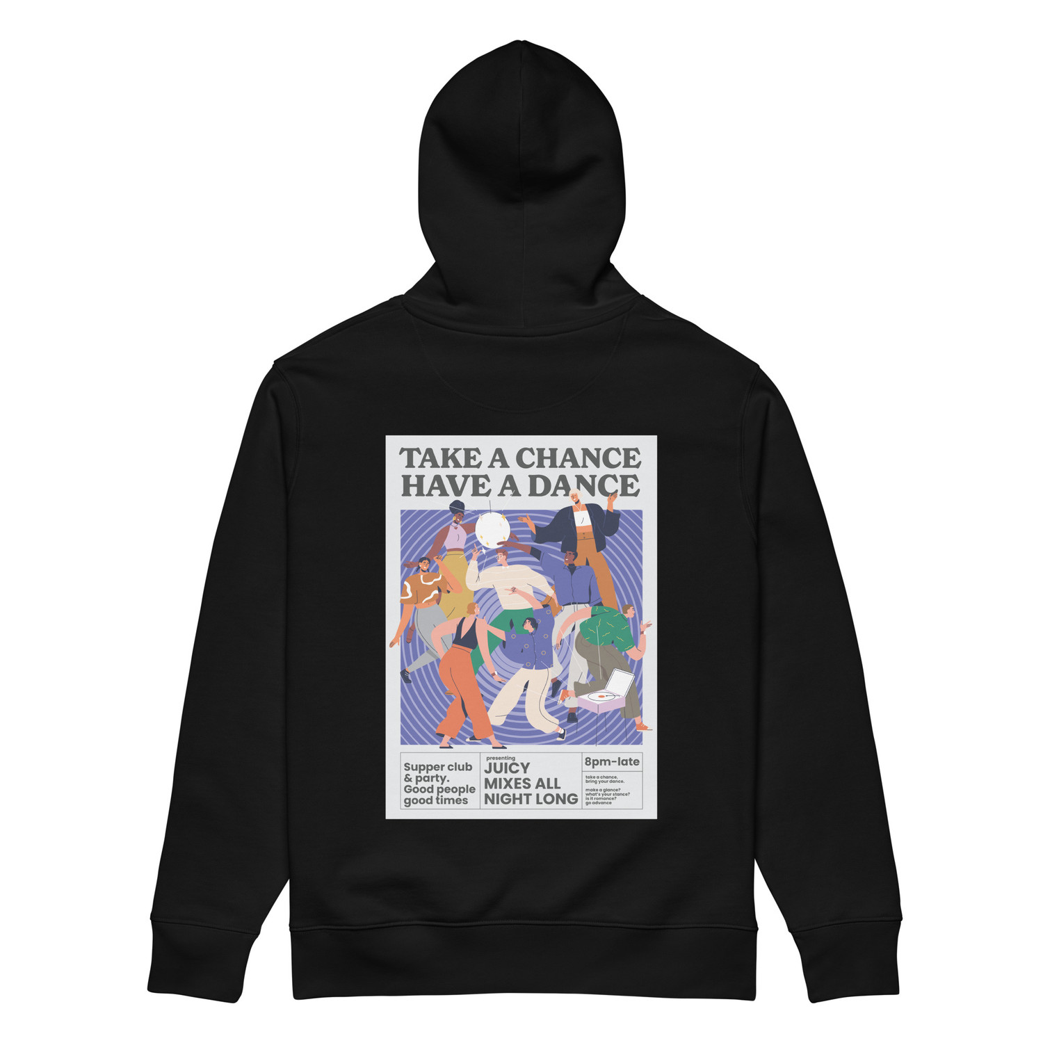ANCHOR & CREW Take A Chance Have A Dance DISCO! Organic Cotton Embroidered Heavyweight Hoodie