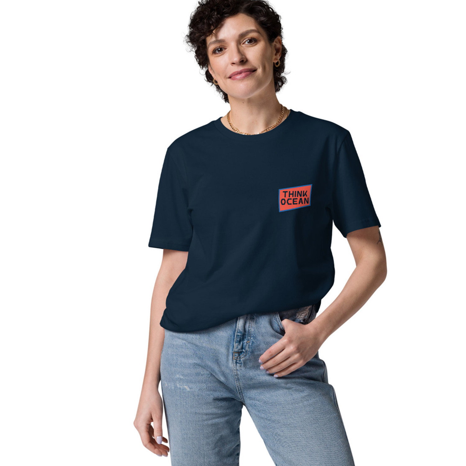 Think Ocean Fish Pixel Art Organic Cotton T-Shirt 
