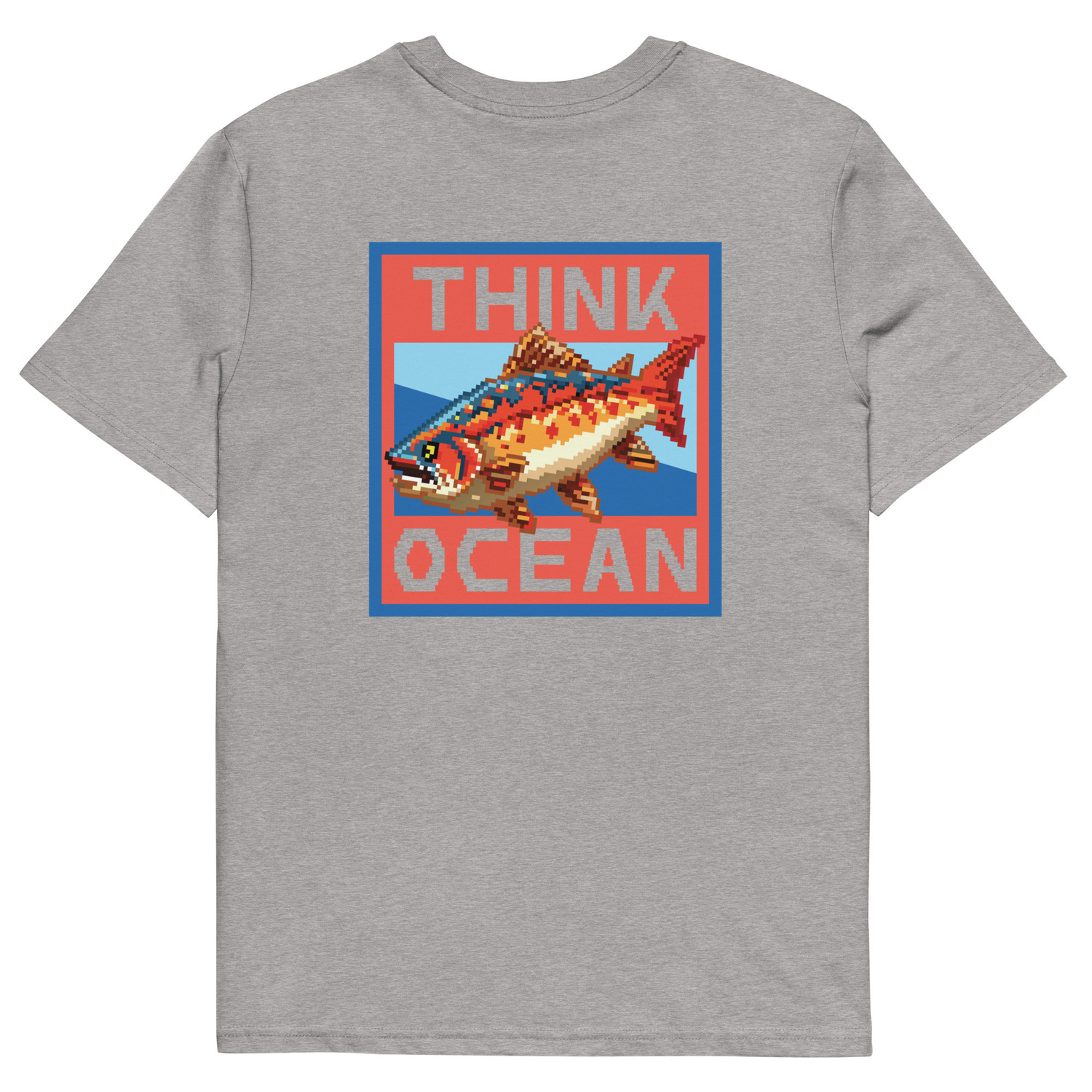 Think Ocean Fish Pixel Art Organic Cotton T-Shirt 