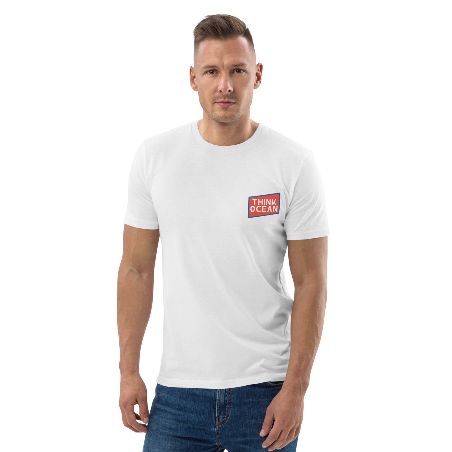 Think Ocean Fish Pixel Art Organic Cotton T-Shirt 