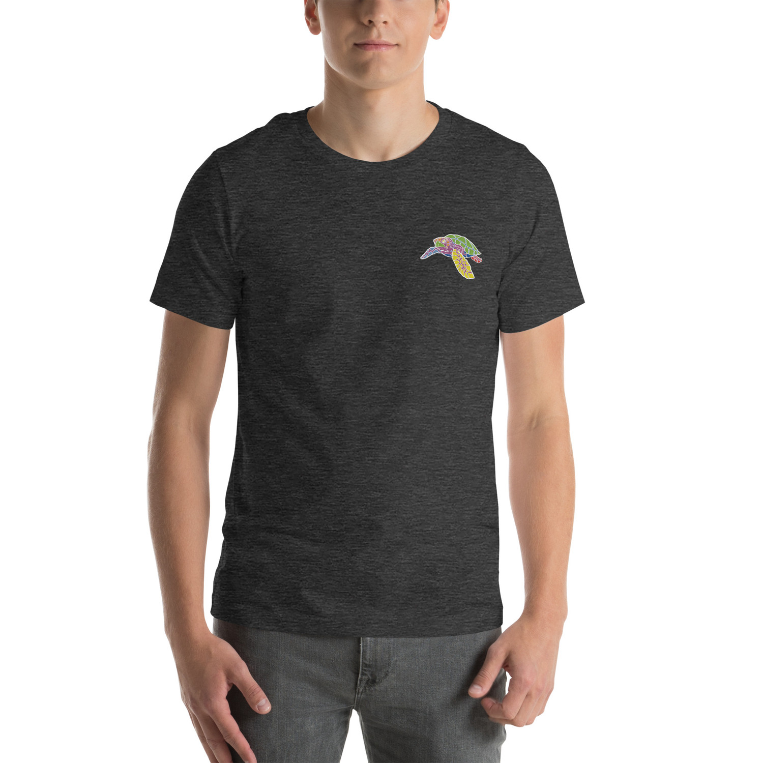 Think Ocean Turtle Fluorescence Cotton Embroidered T-Shirt