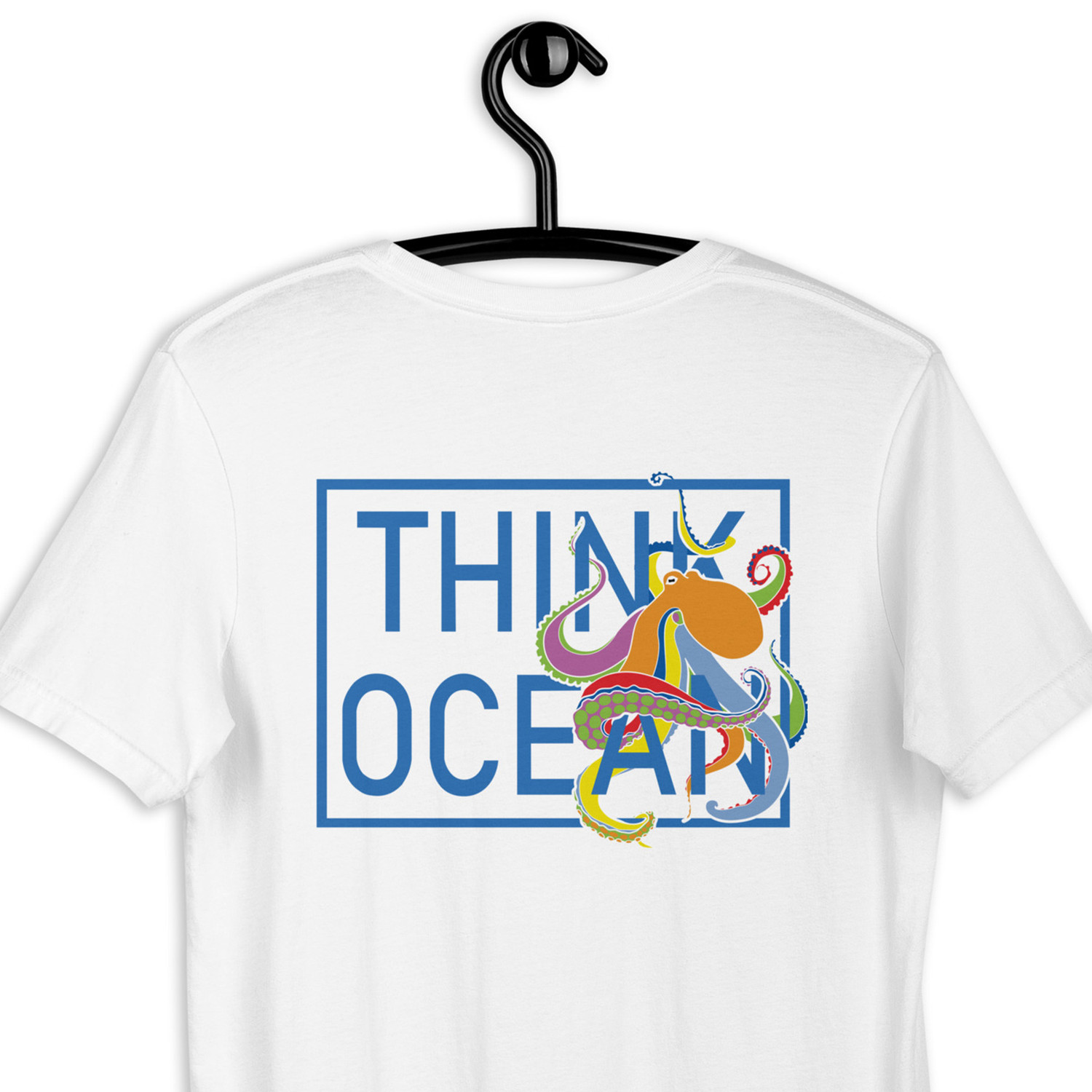 Think Ocean Octopus Fluorescence Cotton Embroidered T-Shirt