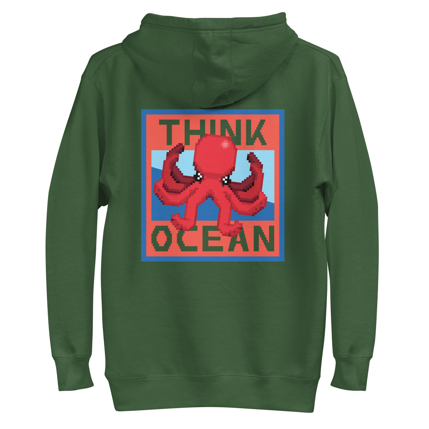 Think Ocean Octopus Pixel Art Cotton Blend Hoodie