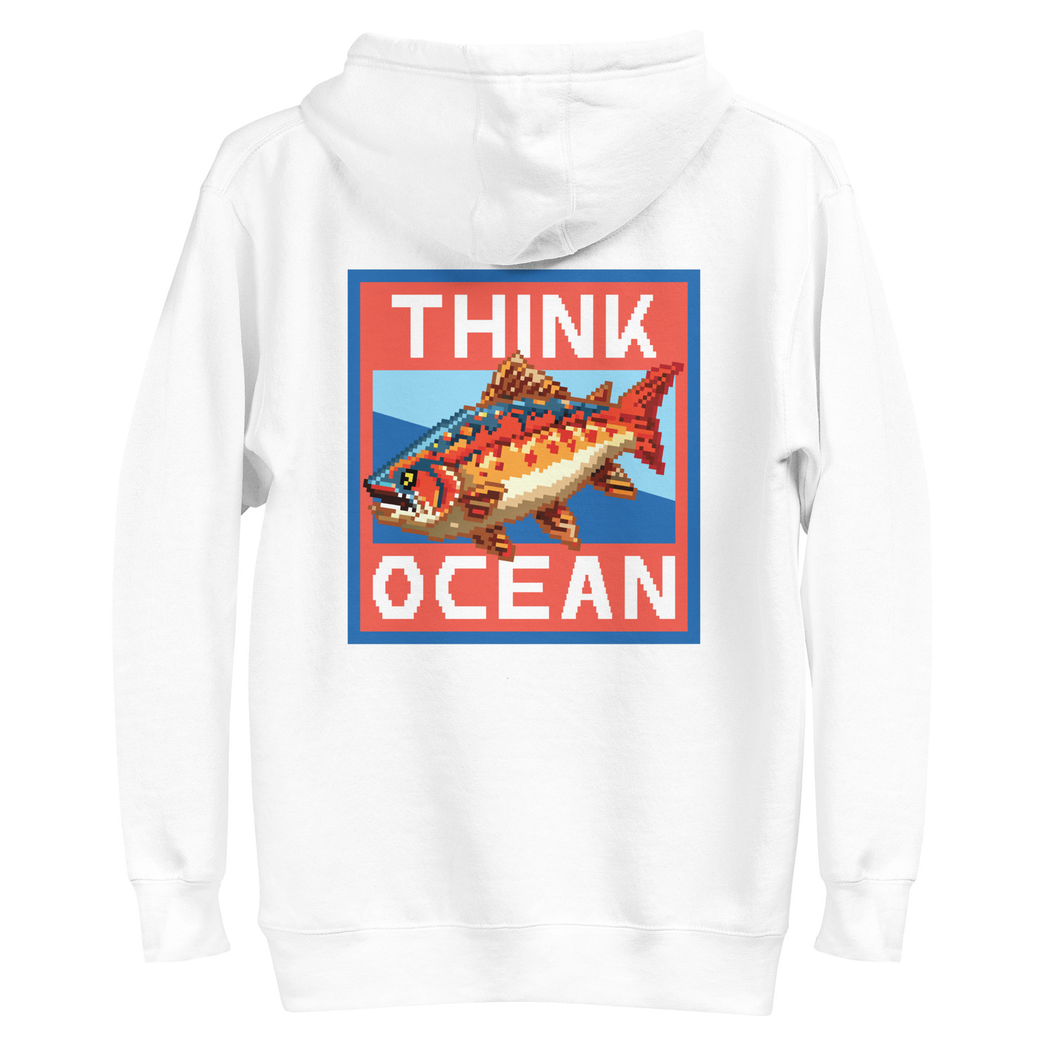 Think Ocean Fish Pixel Art Cotton Blend Hoodie