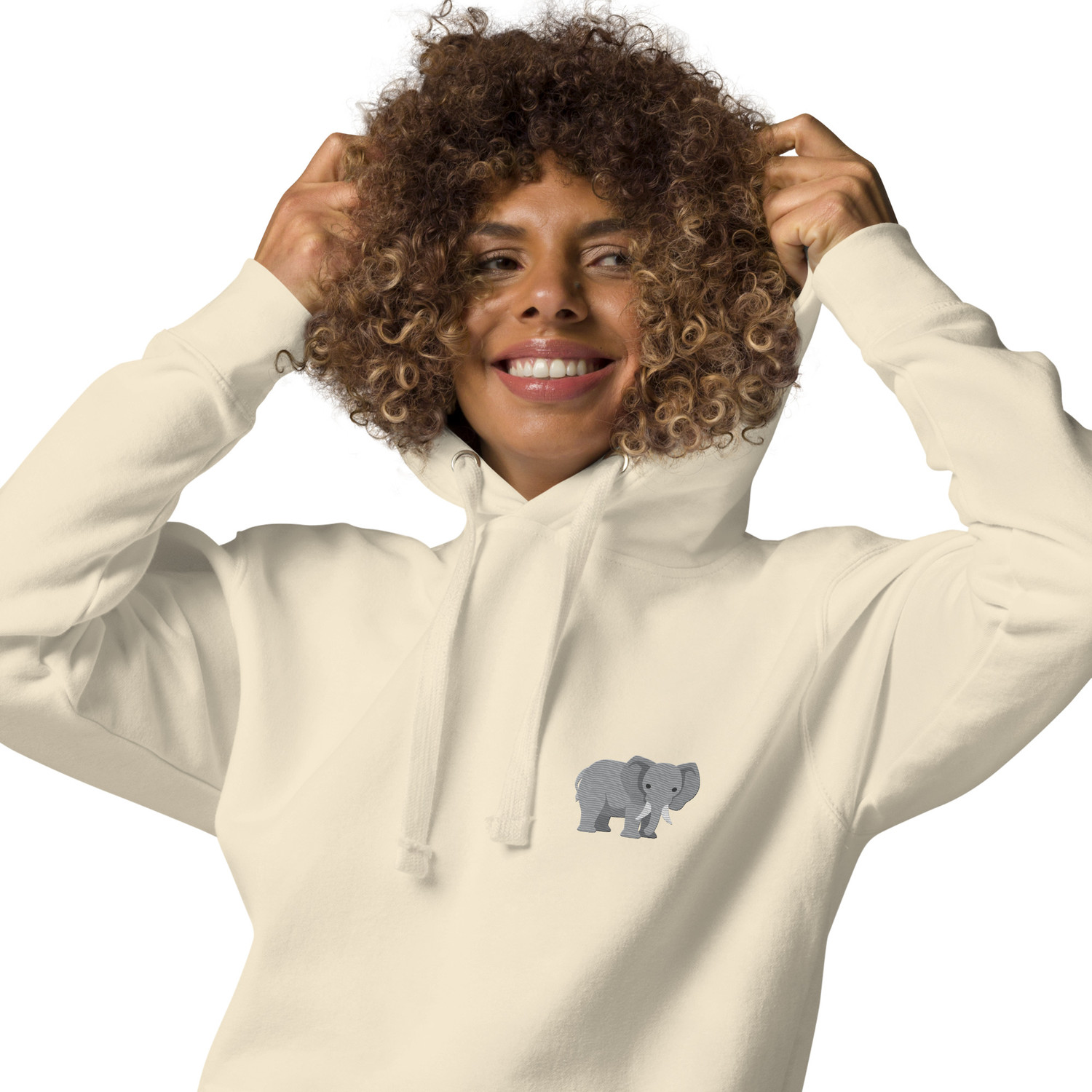 Think Ocean Elephant Aspirations Cotton Blend Embroidered Hoodie