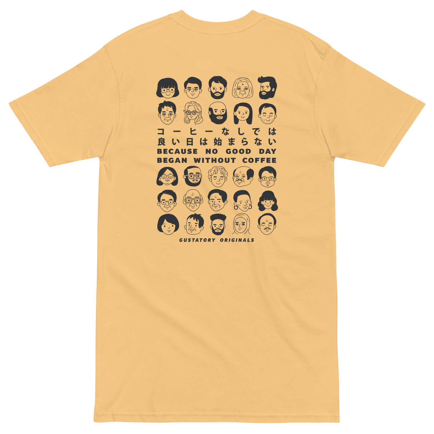 GUSTATORY Because No Good Day... Originals Heavy Cotton Embroidered T-Shirt 