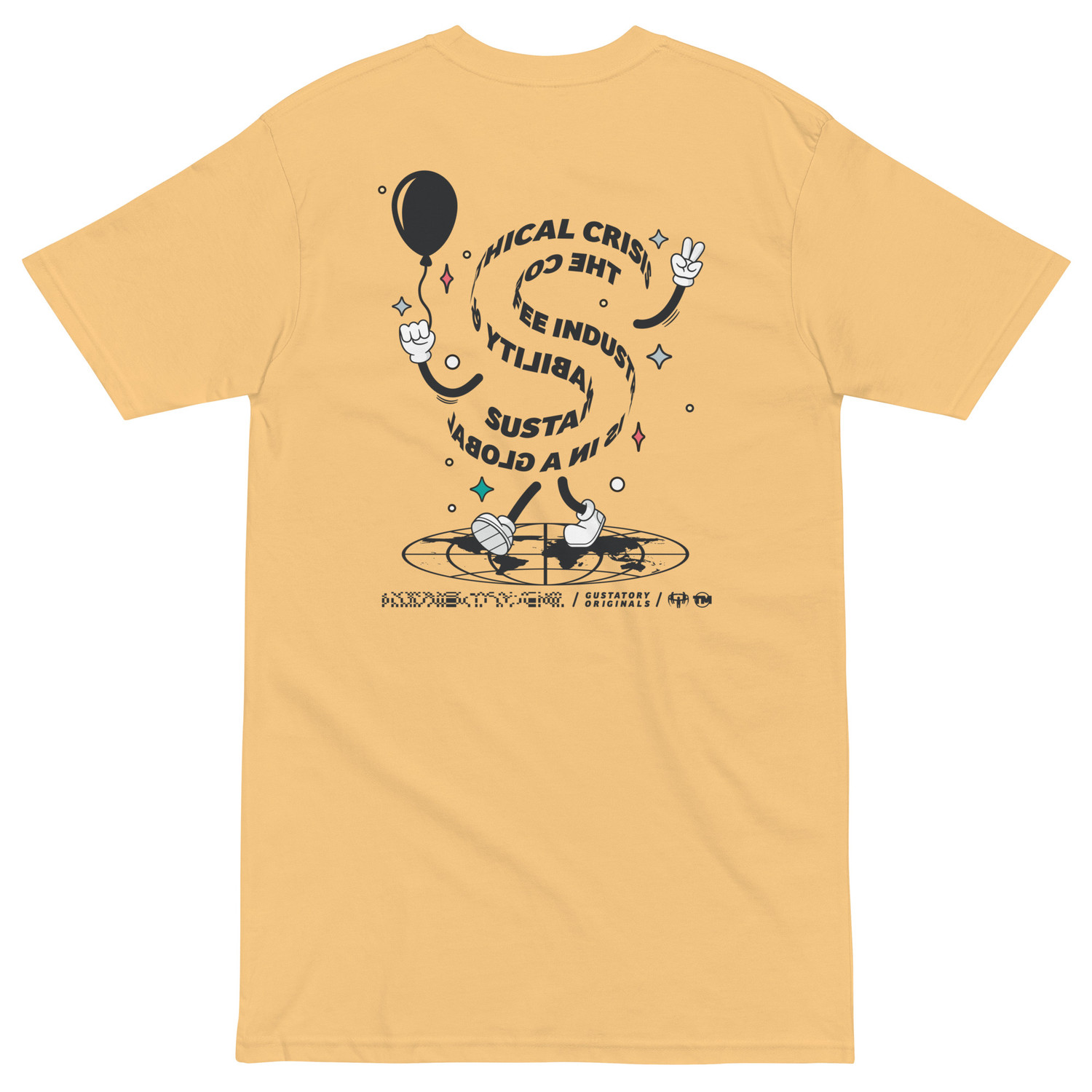 GUSTATORY Sustainability Crisis Originals Heavy Cotton Embroidered T-Shirt 