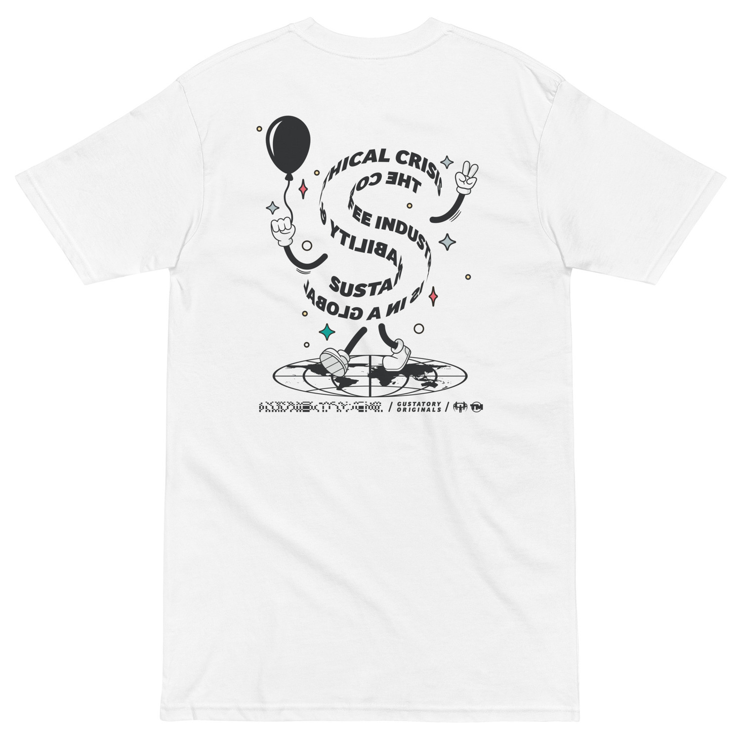 GUSTATORY Sustainability Crisis Originals Heavy Cotton Embroidered T-Shirt 