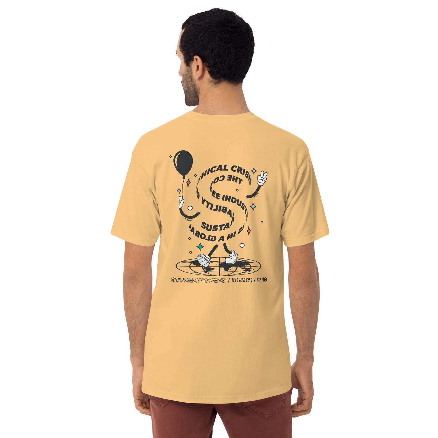 GUSTATORY Sustainability Crisis Originals Heavy Cotton Embroidered T-Shirt 