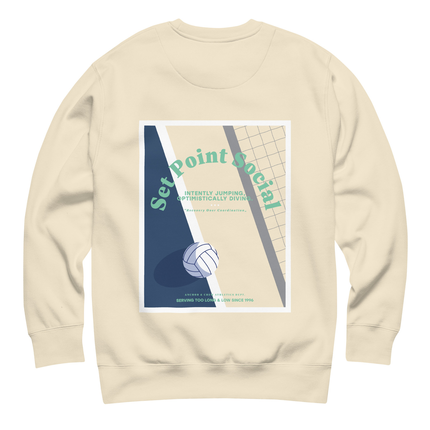 ANCHOR & CREW Set Point Social Volleyball Club League Organic Cotton Sweatshirt 