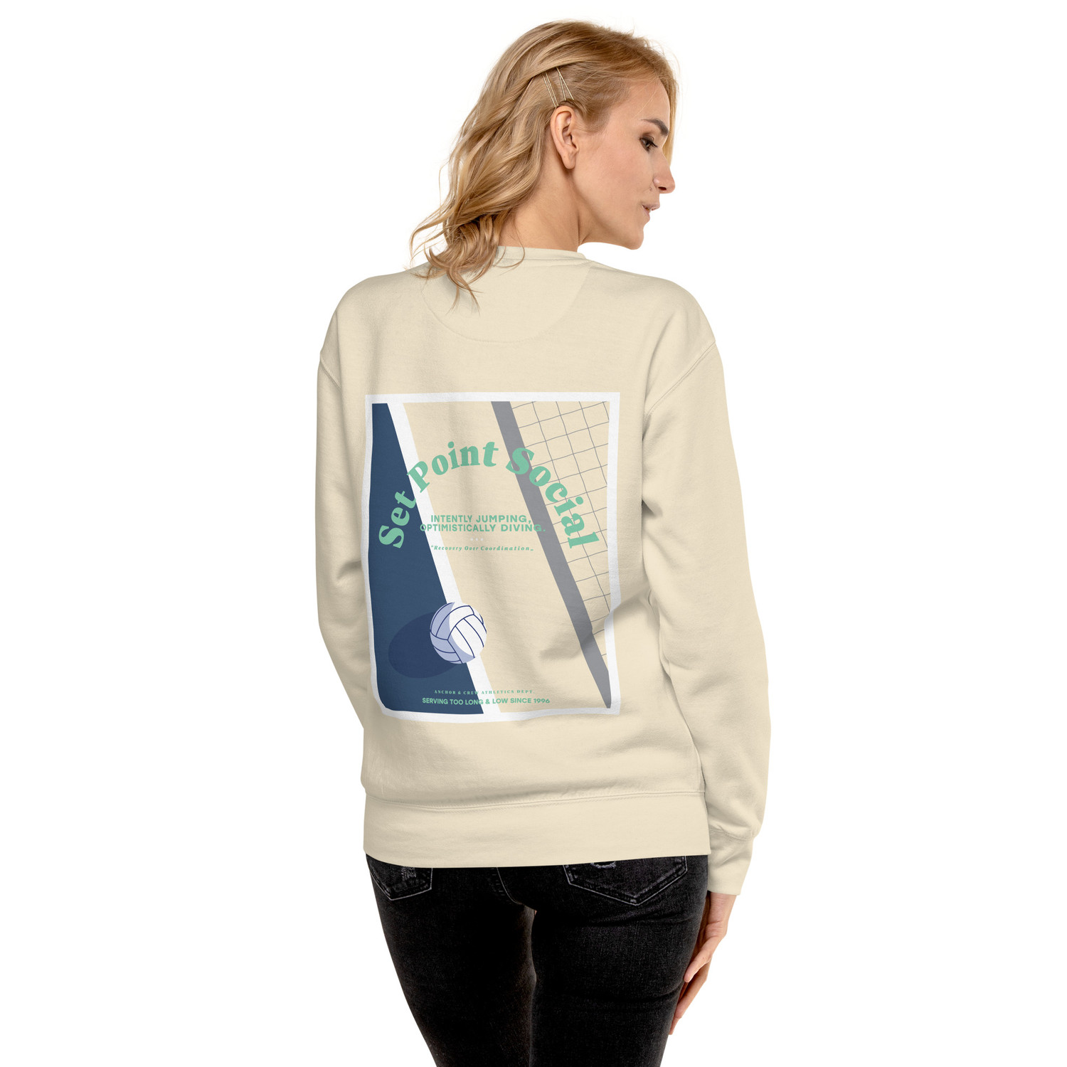 ANCHOR & CREW Set Point Social Volleyball Club League Organic Cotton Sweatshirt 
