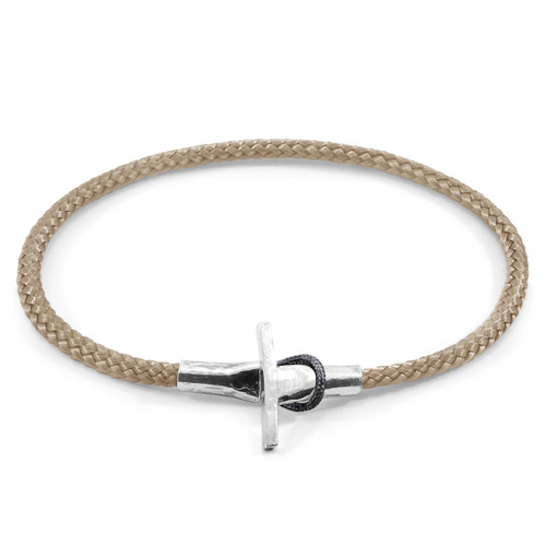 Anchor & Crew Sand Brown Cambridge Silver and Rope Bracelet