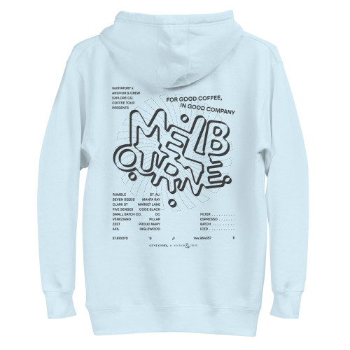 ANCHOR & CREW x GUSTATORY Melbourne Coffee Scene Cotton Blend Embroidered Hoodie