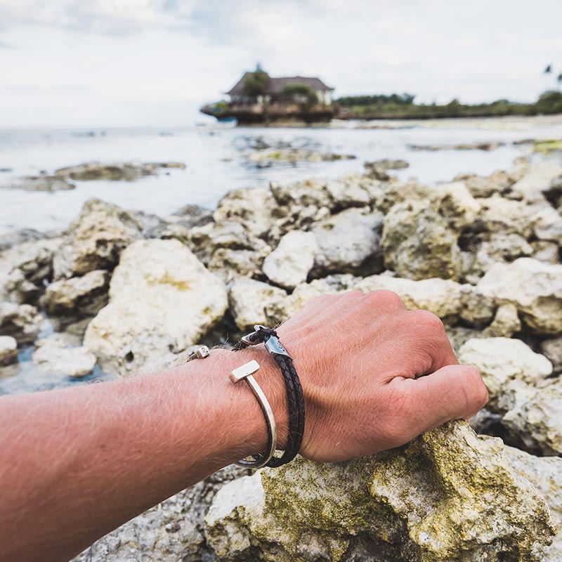 Anchor And Crew Leather And Silver Bracelet