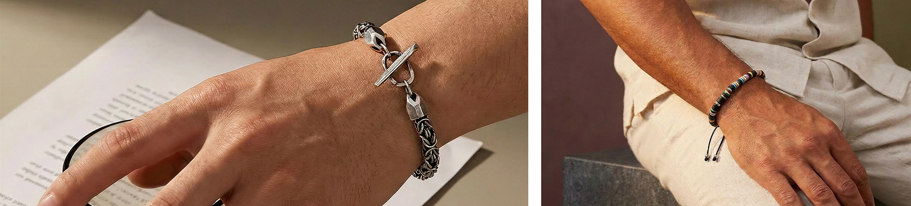 Quality Mens Silver Leather Stone Bracelets