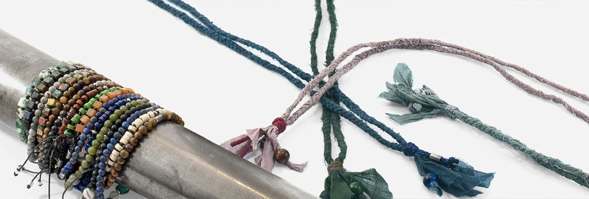 Thin SKINNY Stone Leather Stackable Bracelets