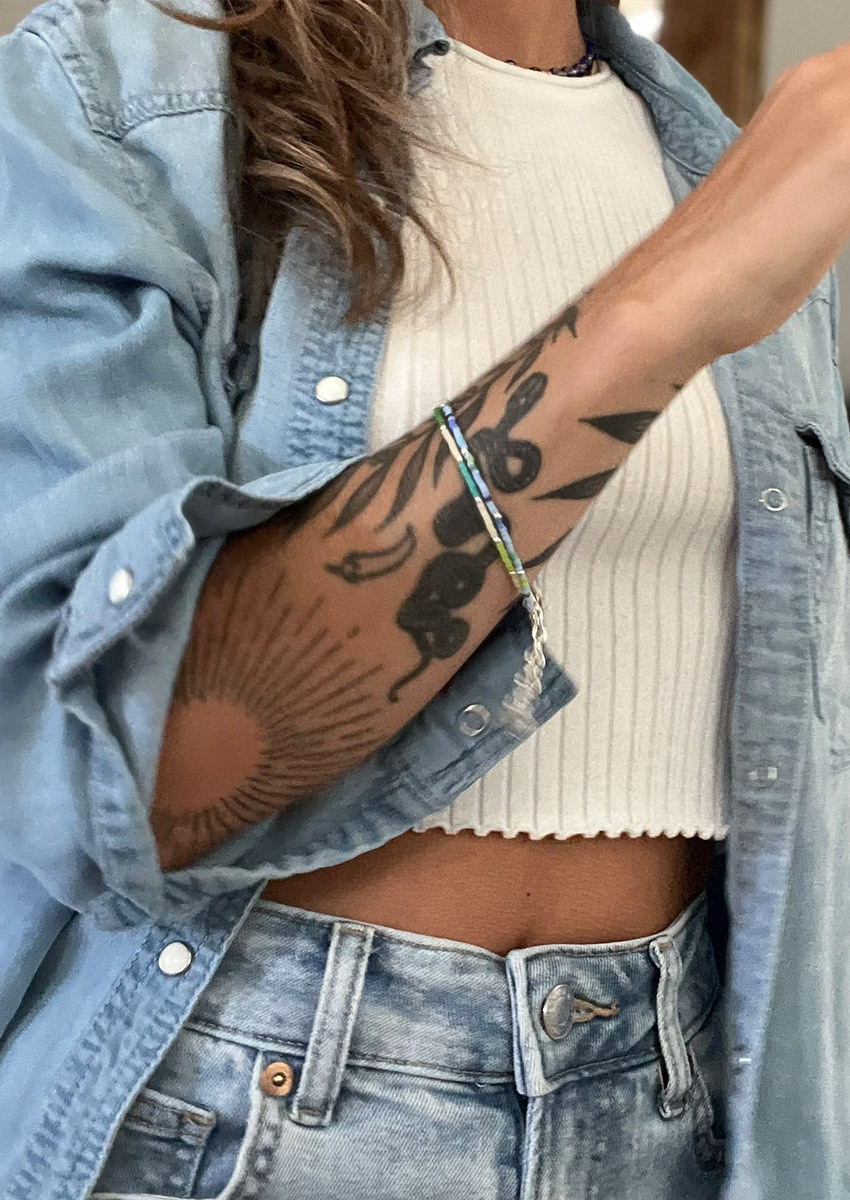 Womens Green Blue Natural Stone Bracelet