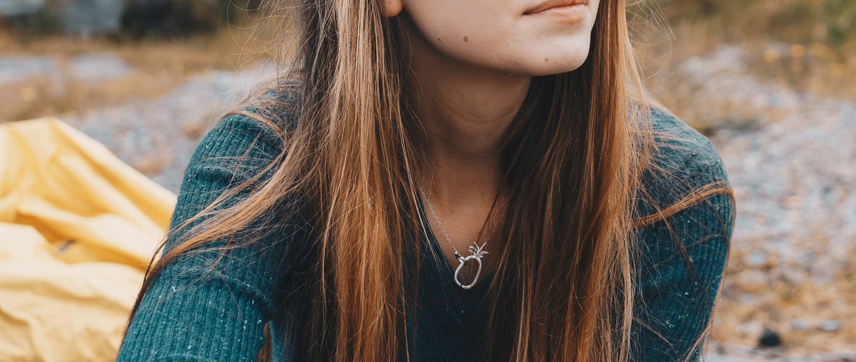 Womens Pineapple Silver Necklace